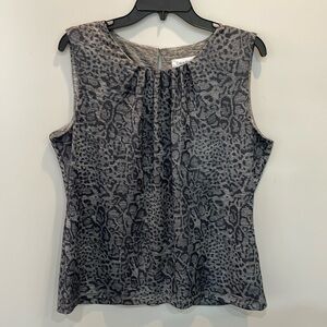 ⭐️ Calvin Klein Sleeveless Gray Animal Print Blouse | Keyhole Back | Stretch XL